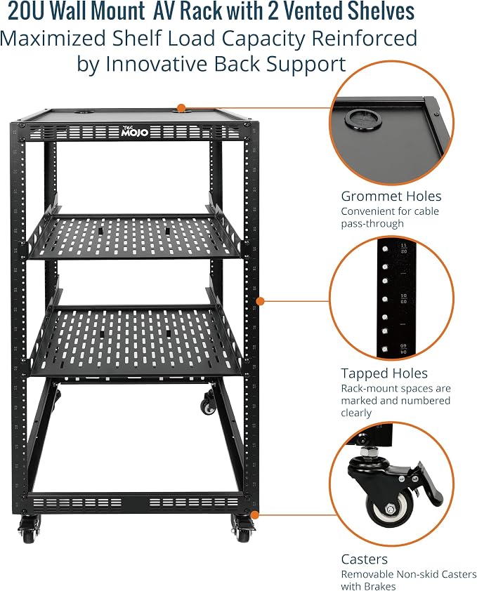 TECMOJO 20U Open Frame Network Rack - Image 4