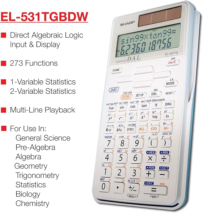 Sharp EL-531TGBDW 12-Digit Scientific/Engineering Calculator - Image 2