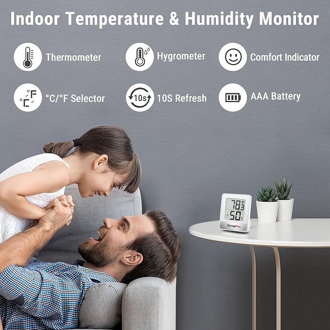 TempPro TP49 4 Pieces Digital Hygrometer Indoor Thermometer Humidity Meter Mini - Image 2