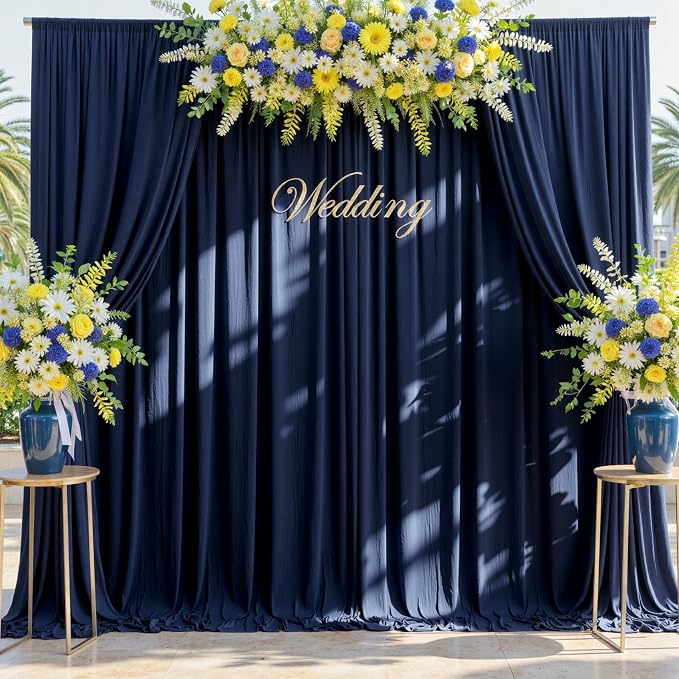20ft x 12ft Wrinkle Free Navy Blue Backdrop Curtain - Image 8
