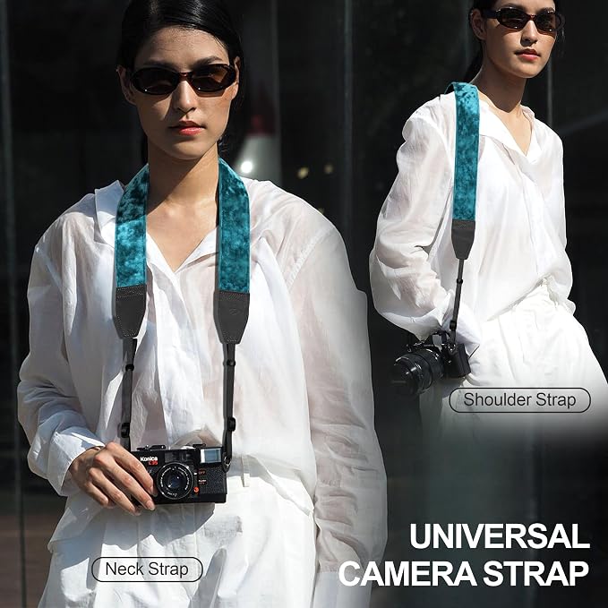 Padwa Lifestyle Peacock Blue Velvet Camera Strap - Image 2
