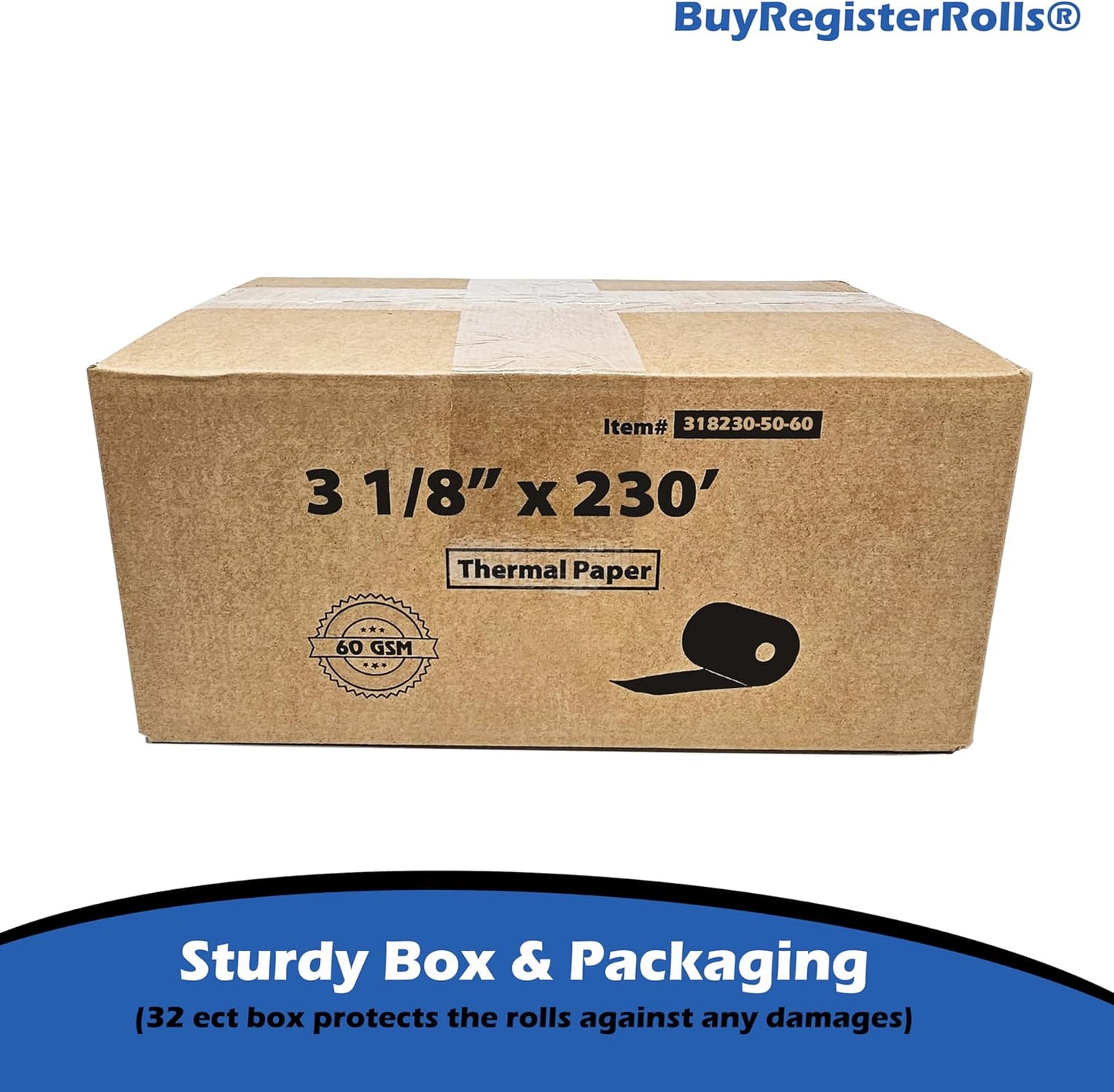 60 GSM Heavy Thermal Paper 3 1/8 x 230' thermal receipt paper (50 rolls - 60 GSM) Fits All POS Cash Registers Printers Clover Square Stations, Star Micronics SCP700, TSP100