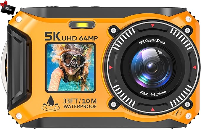 5K Underwater Camera 33FT Waterproof Camera by Sisusy