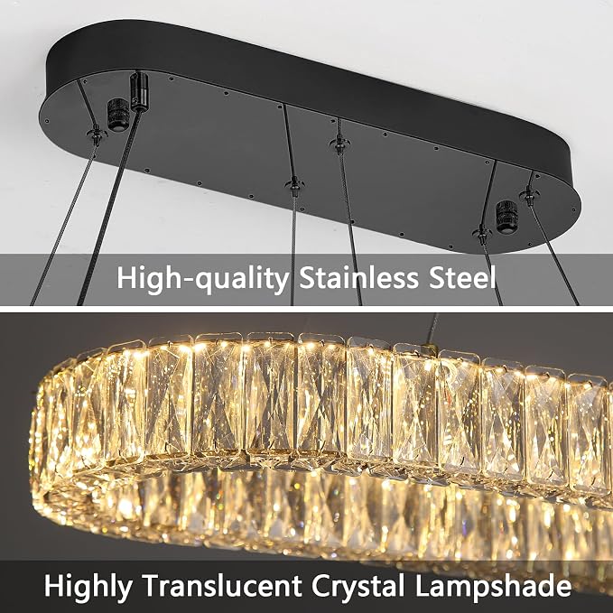 HAIXIANG Crystal 59 Inch Long Chandelier Modern Dimmable LED Chandeliers - Image 3