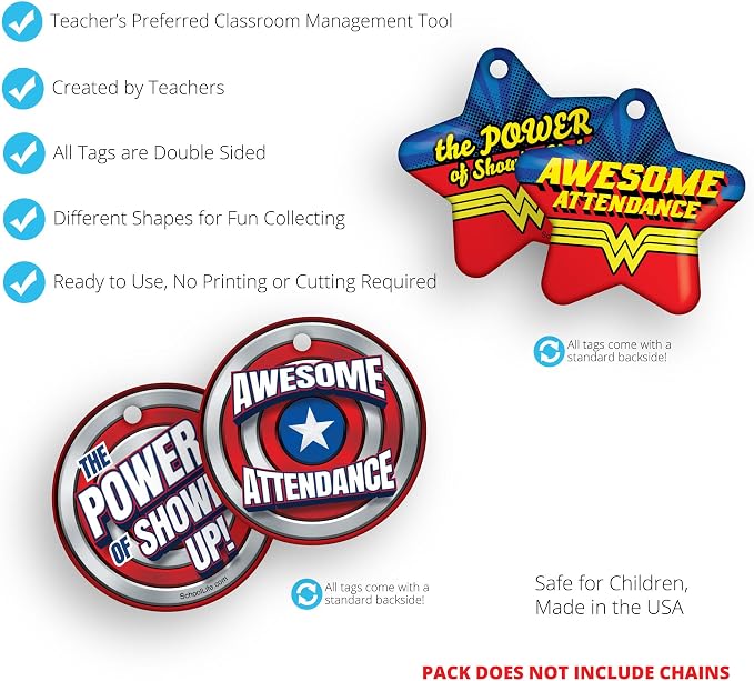 Brag Tags Awesome Attendance Heroes Value Pack to Improve Student School & - Image 5