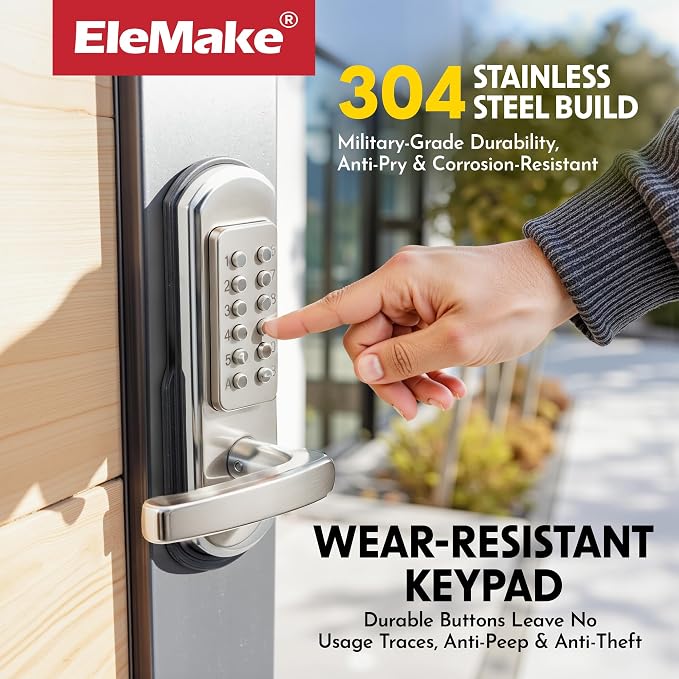 Left Handed Keyless Door Lock, Mechanical Keypad Door Lock - Image 4