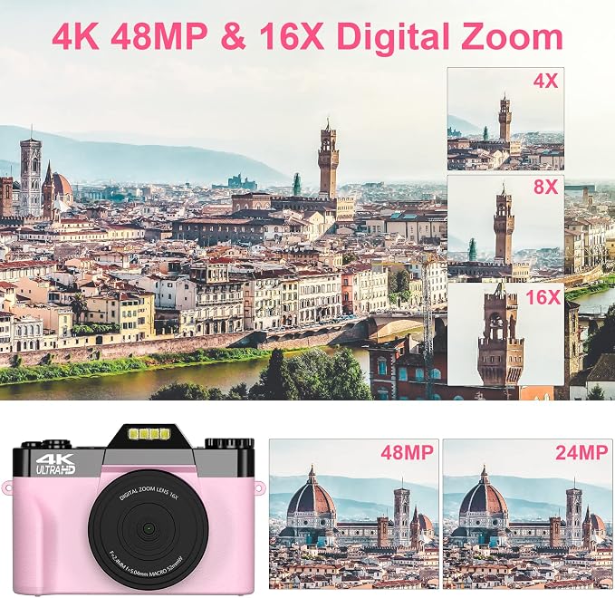 VETEK Digital Cameras for Photography, 4K 48MP Vlogging Camera 16X Digital Zoom - Image 2