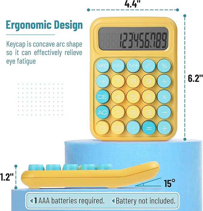 Mr. Pen- Mechanical Switch Calculator, 12 Digit Large LCD Display, Colorful - Image 2