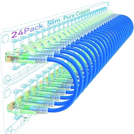 Sokqovt Cat6a Patch Cables Slim 7ft, Flexible Cat6 Ethernet Cable 10G 550MHZ by Unknown