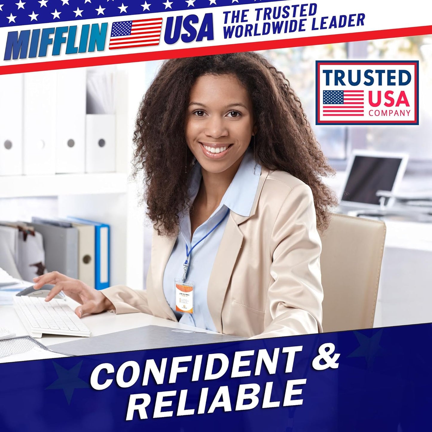 Mifflin-USA Plastic Waterproof ID Badge Holders (Clear, 2.25x3.5 Inch, 1000 Pack), Vertical Hanging Name Card Holder with Zipper, Resealable Bulk Nametag Holders