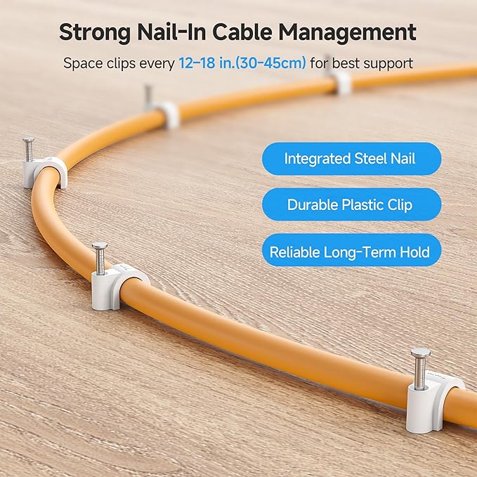 Cable Matters 200-Pack Nail-in Cable Clips Cord Organizer, 7mm / 0.27 inches - Image 4