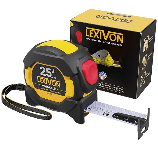 LEXIVON 25Ft/7.5m AutoLock Tape Measure | 1-Inch Wide Blade - Image 8