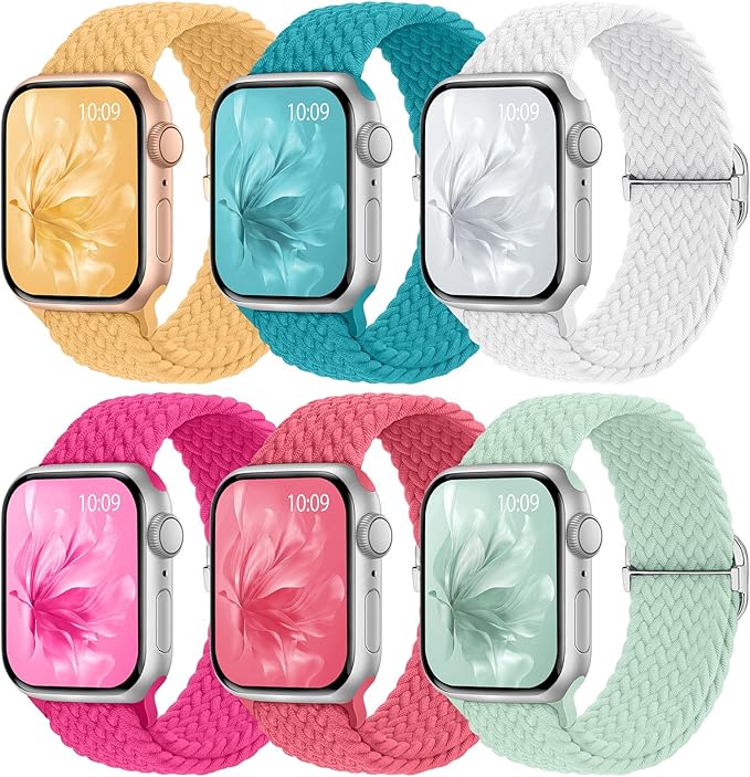 6 Pack Braided Stretchy Bands Compatible by KnossenWatchBand