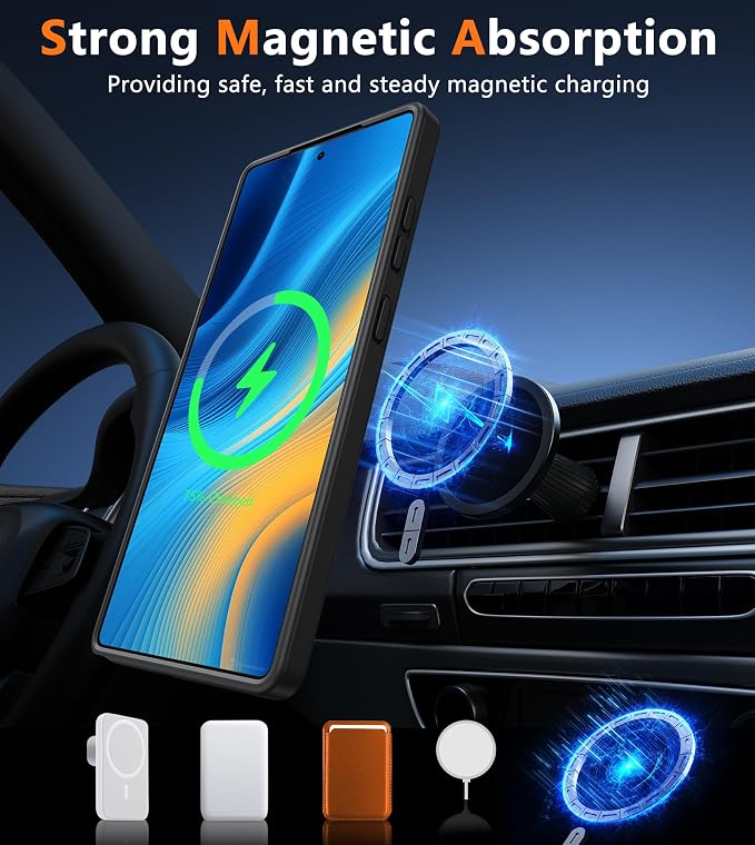 FNTCASE for Samsung Galaxy S25-Ultra Case: Magnetic Matte Military Grade Drop - Image 3