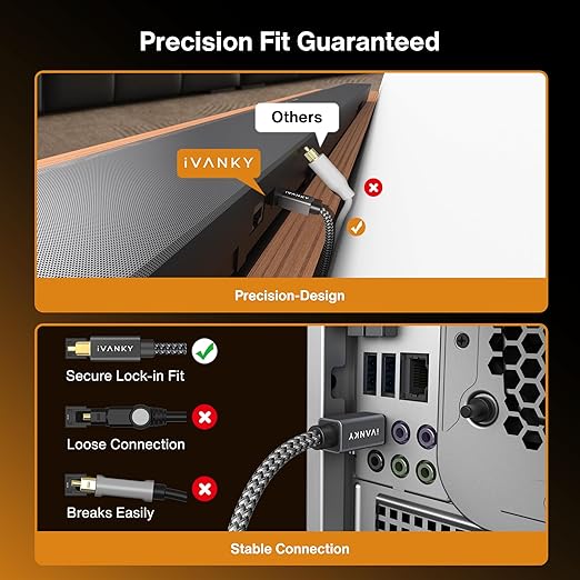 iVANKY Optical Audio Cable, 10ft Toslink Fiber Optic Cable, S/PDIF Digital - Image 5
