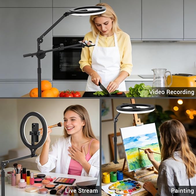 11" Ring Light with Stand, Featuring Overhead Phone Mount and Desk Ring Light - Image 2