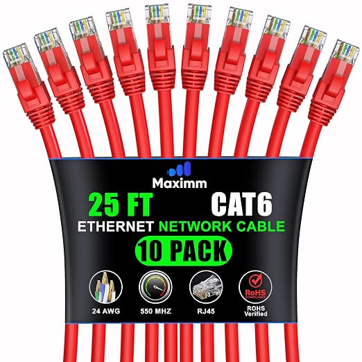 Maximm Cat 6 Ethernet Cable 25 ft by MaximmCable