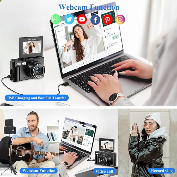 4K Digital Camera for Photography, 64MP Vlogging Camera for YouTube, WiFi Vlog - Image 5