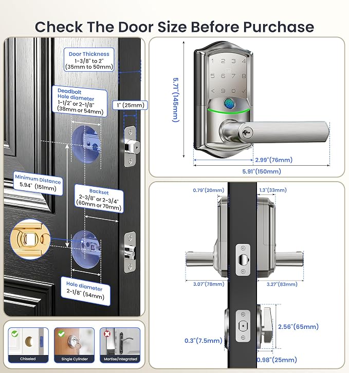Veise VE029-E Wi-Fi Smart Lever Lock - Image 12
