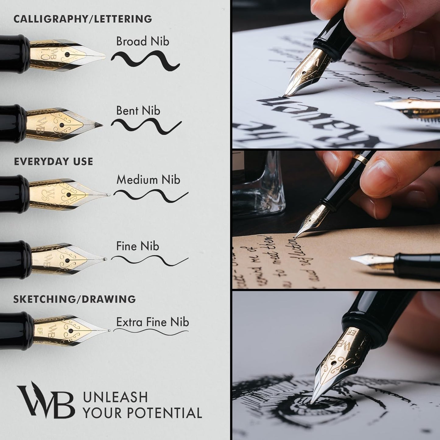 Wordsworth & Black Fountain Pen Set, 18K Gilded Broad Nib, Includes 24 Pack Ink Cartridges, Ink Refill Converter & Gift Box, Gold Finish, Calligraphy, [Racing Green], Perfect for Men & Women