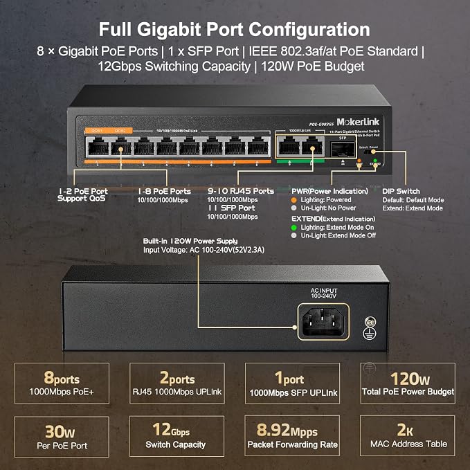 MokerLink 11 Port Gigabit PoE Switch - Image 4