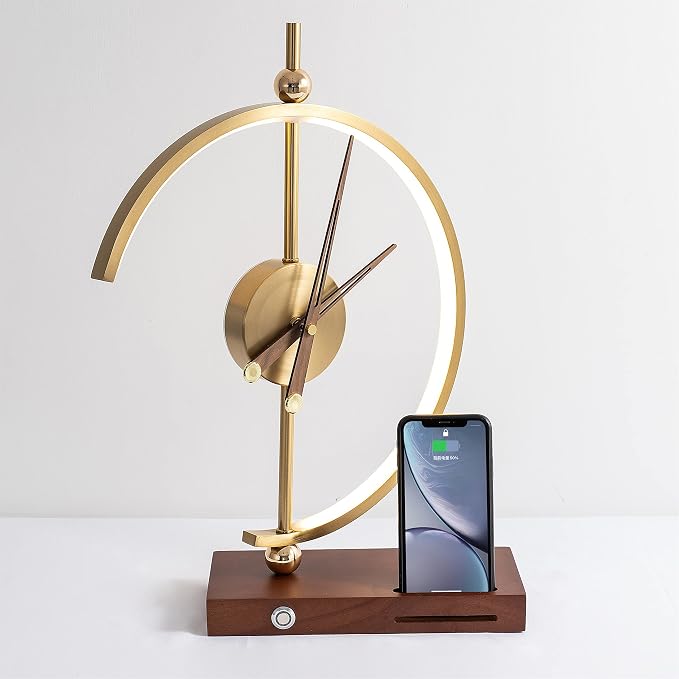 'Golden Time' Clock | Table Lamp | Qi Wireless and USB Charger by MODIRNATION