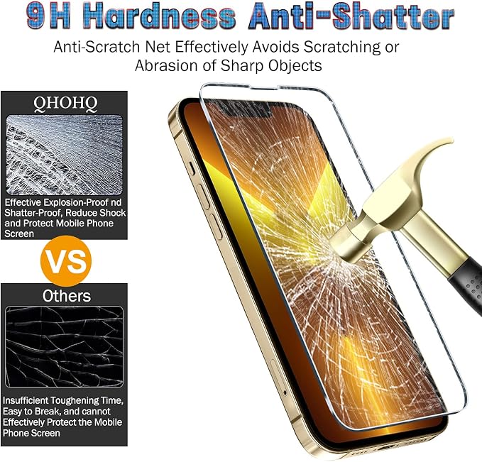 QHOHQ 3 Pack Screen Protector for iPhone 13 Pro 6.1 Inch - Image 7