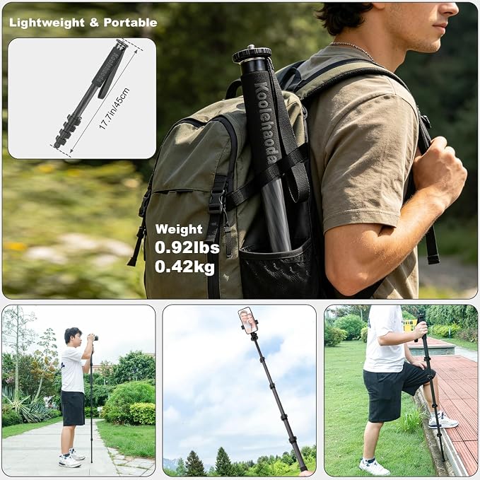 Koolehaoda 65" Camera Monopod Stand, Carbon Fiber Photography Monopod Portable - Image 5