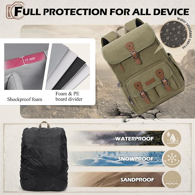 RAINSMORE Camera Bag Backpack for DSLR/SLR Mirrorless 15.6 Inch Laptop Camera - Image 7