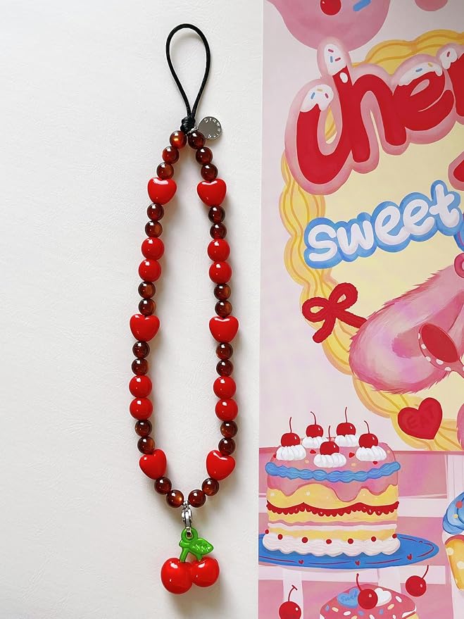 Drawwind Phone Charm Beaded Wristlet Strap Universal Cell Phone Lanyard Cute - Image 3