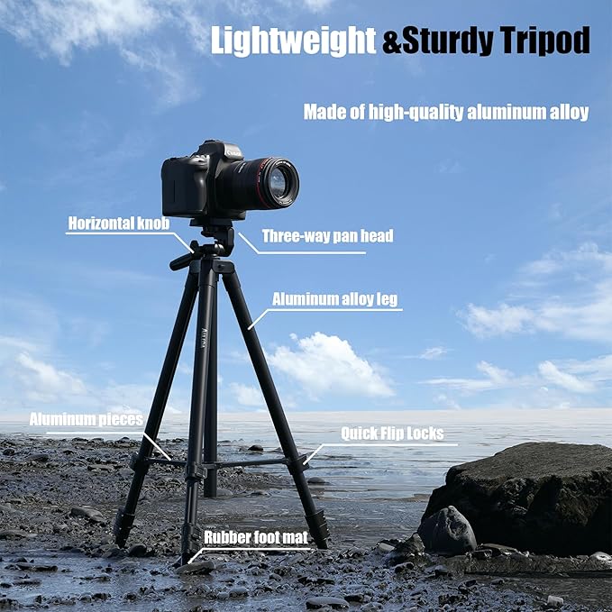 71″ Camera Tripod Aluminum Tall Tripod Stand Compatible - Image 5