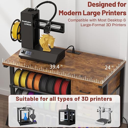 3D Printer Workstation with Power Outlet & Filament Storage, Heavy Duty 4-Tier - Image 3