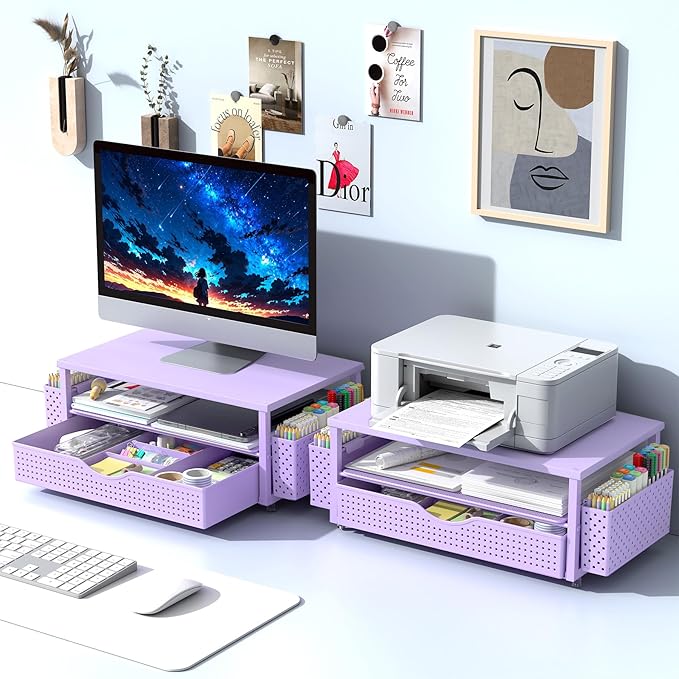 Spacrea Desk Organizer and Accessories, Computer Monitor Stand Riser - Image 7