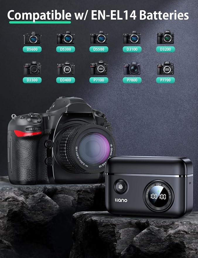 llano 2-Pack EN-EL14/EN-EL14a Replacement Batteries and 18W Dual USB Fast - Image 4