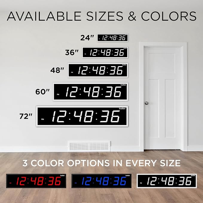 Ivation Huge Oversized 48" Large Digital LED Clock | Big Digital Clock - Image 9