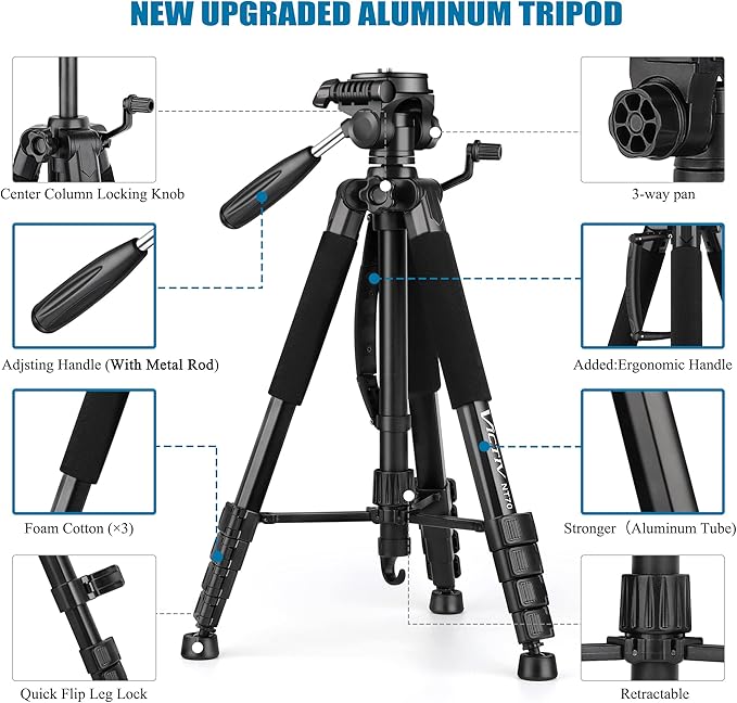 VICTIV 74” Camera Tripod, Tripod - Image 6