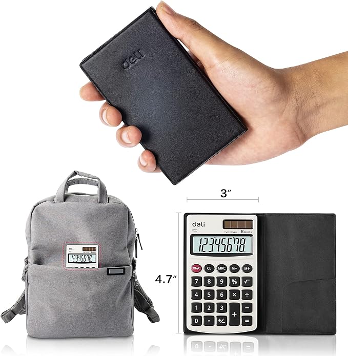 Calculator, Deli Standard Function Basic Calculators, Solar Battery Dual Power - Image 7