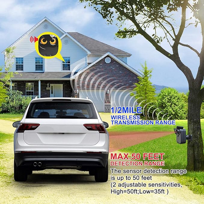 1/2 Mile Long Range Wireless Driveway Alarm Outdoor Weather Resistant Motion - Image 4