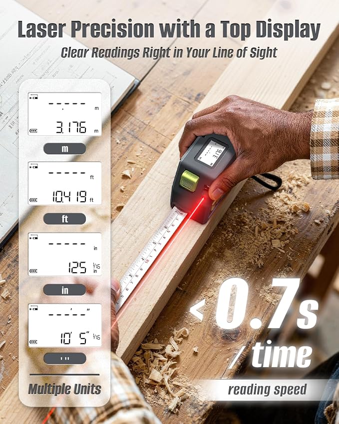 Laser Tape Measure 2-in-1, Inkerma 130Ft Laser Measurement Tool & 16Ft - Image 4