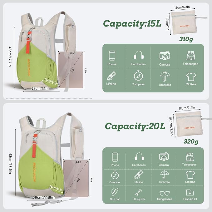 BECOJADDE 15L Small Hiking Backpack - Image 4