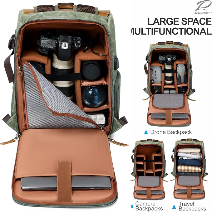 Padwa Lifestyle Green Camera Backpack - Image 3