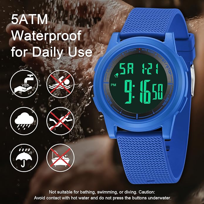 HANPOSH Mens Digital Watch Ultra Thin Minimalist Sports Waterproof Outdoor LED - Image 3