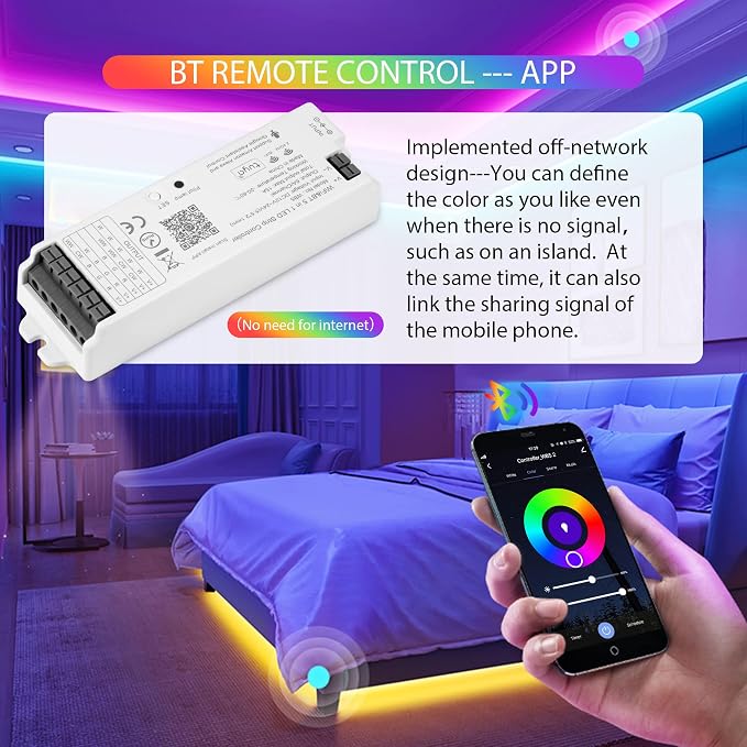 WB5 RF WiFi Bluetooth LED Strip Controller RGB CCT RGBW 5in1 Dimmable Compatible - Image 6