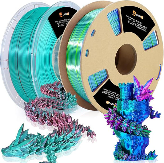 LOVOON Silk PLA 3D Printer Filament Bundle 2 KG, PLA Filament 1.75mm, Shiny by LOVOON