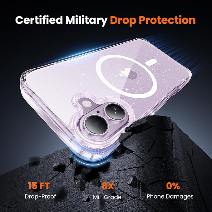 toushion 3 in 1 for iPhone 17 Case Clear Glitter, Fits MagSafe, Not Yellowing - Image 3