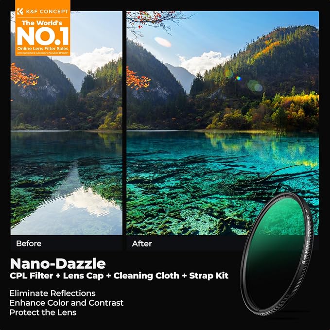 K&F CONCEPT 62mm Circular Polarizer Lens Filter - Image 2