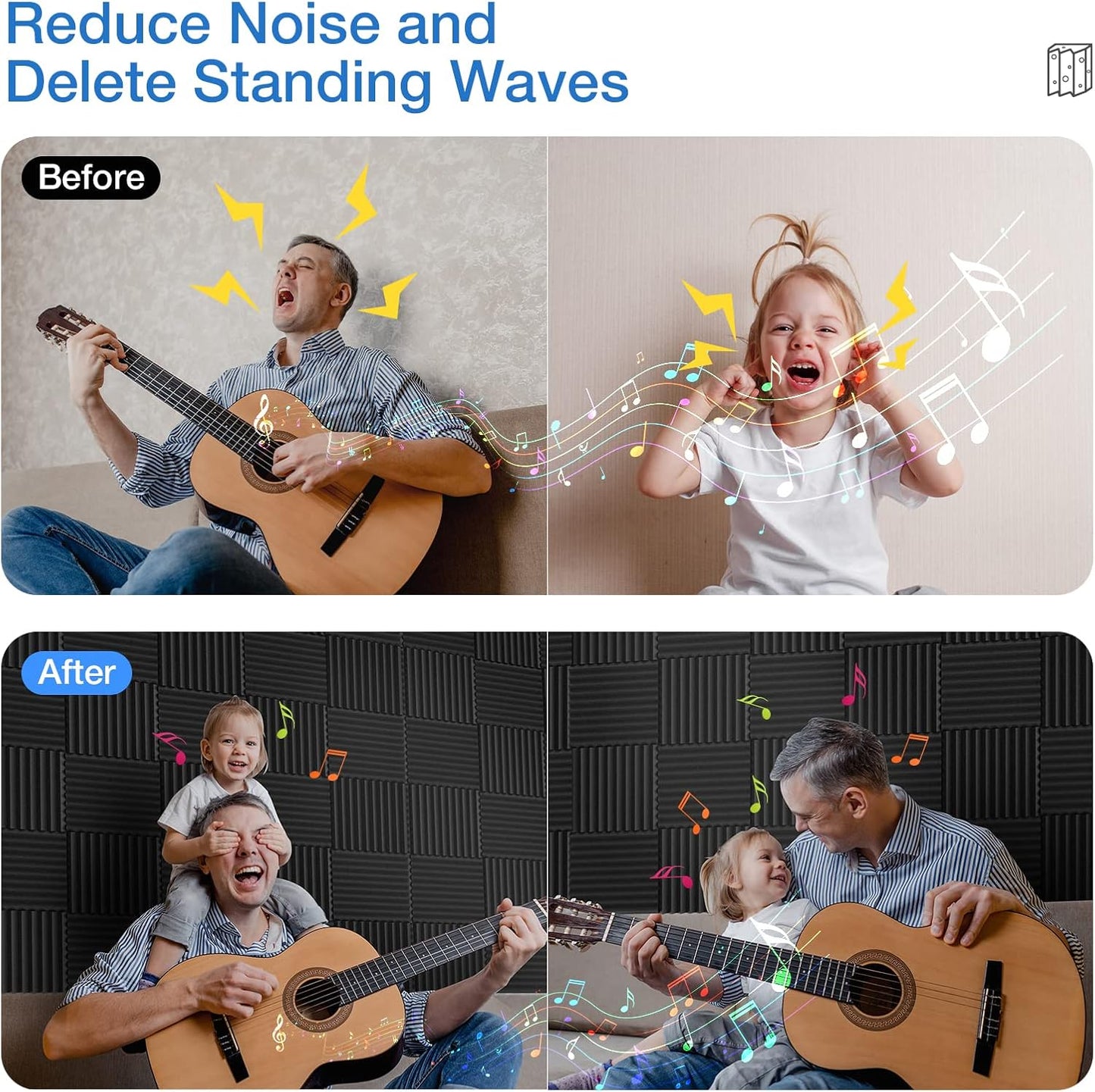 12 Pack Sound Proof Foam Panels for Walls,Self-Adhesive Foam Acoustic Panels Sound Absorbing,High Density Quick-Recovery Soundproof Wall Panels 12" X 12" X 1"-Purple