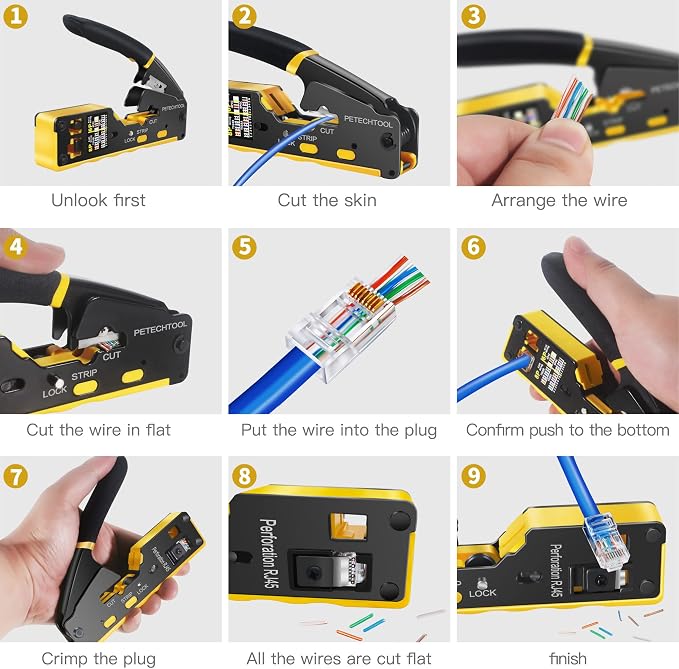RJ45 Crimp Tool Pass Through Cat5e Cat6 Ethernet Crimping Tool All-in-one - Image 5