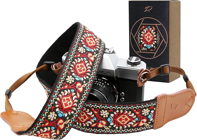 Padwa Lifestyle Red Vintage Embroidered Camera Strap by PadwaLifestyleCameraStrap
