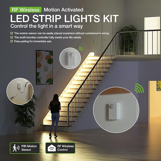 RAYZEEK Wireless Motion Activated LED Strip Lights, 19.7FT LED Strip Lights - Image 3